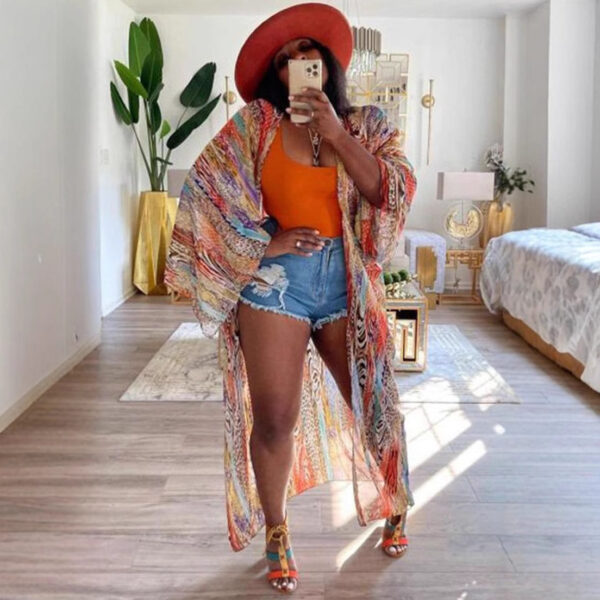Chiffon Cardigan Resort Long Coat Cape