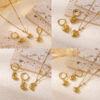 Stainless Steel Inlaid Rhinestone Series Pendant Necklace Earring Set
