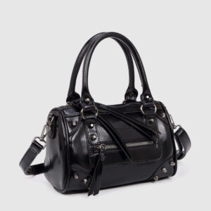 Fashionable Studded Large-capacity Pillow Racing Bowling Biker-inspired Tote And Shoulder Bag