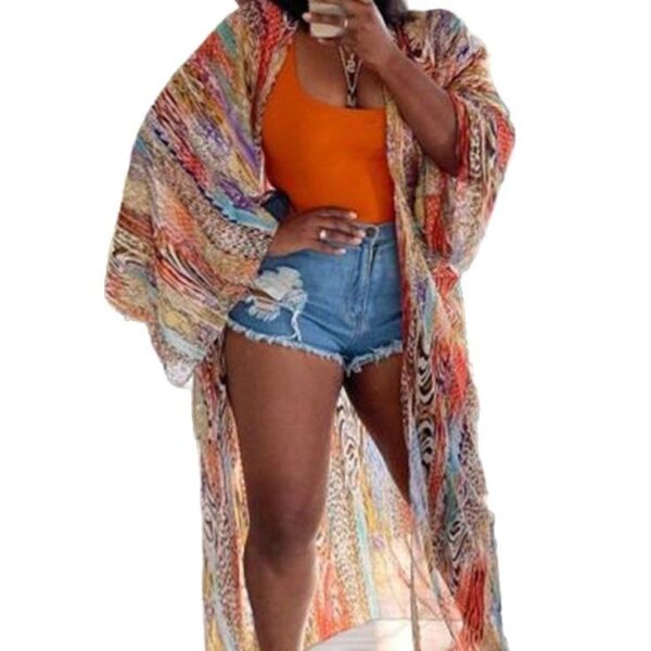 Chiffon Cardigan Resort Long Coat Cape