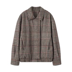 Retro Houndstooth Pilot Quilted Jacket Coats