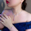 French-style Minimalist Luxury Zircon Necklace Earrings Bracelet And Ring Set 4-piece Set