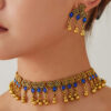 Vintage Gold Gemstone Necklace Earring Set