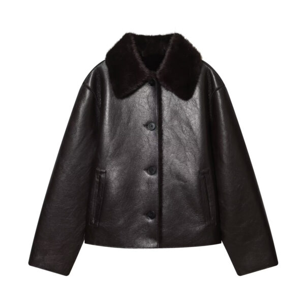 Fashionable And Casual Reversible Faux-leather Jacket For Women
