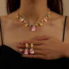 Colorful Intricately Crafted Zircon Necklace And Earrings Jewelry Set