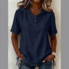 V-neck Solid-color Casual Short-sleeve T-shirt