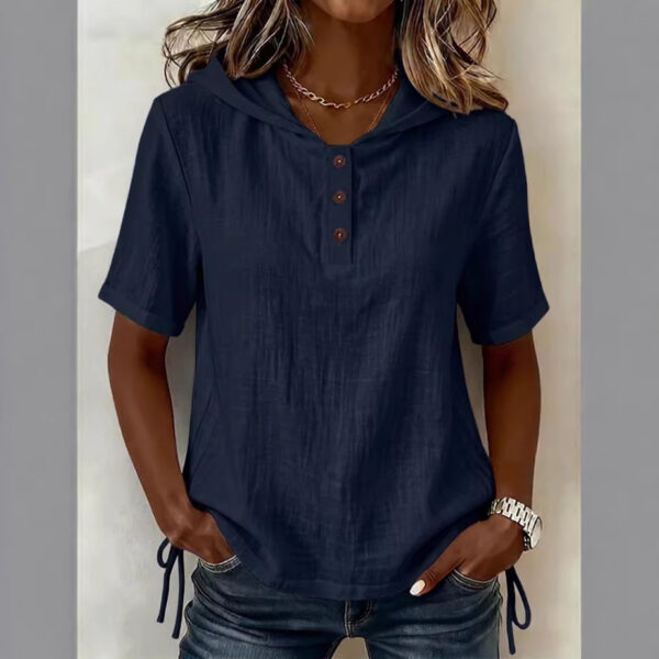 V-neck Solid-color Casual Short-sleeve T-shirt