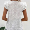 Women's Butterfly Sleeve Ruffle Trim Top
