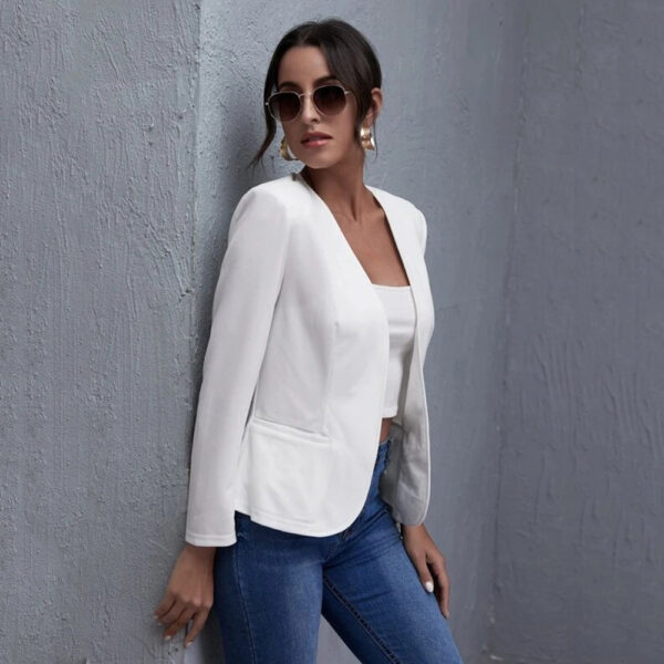 Veste courte décontractée pour femme, couleur unie.