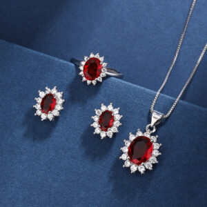 Necklace Set Ring Earrings And Pendant For Women