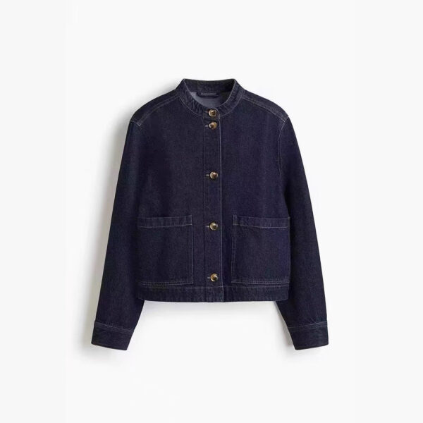 1da3fe5a-f51b-429b-aa88-e064cf0e483e.jpg Womens Workwear Denim Jacket With A Stand Collar And Designer Details