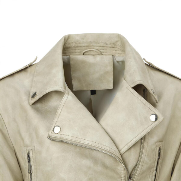 Veste de motard en cuir PU pour femme