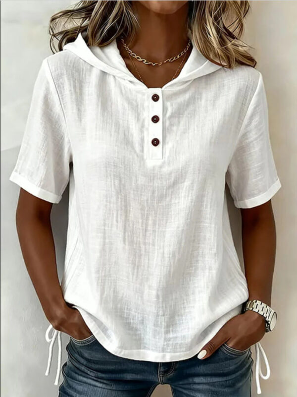 V-neck Solid-color Casual Short-sleeve T-shirt