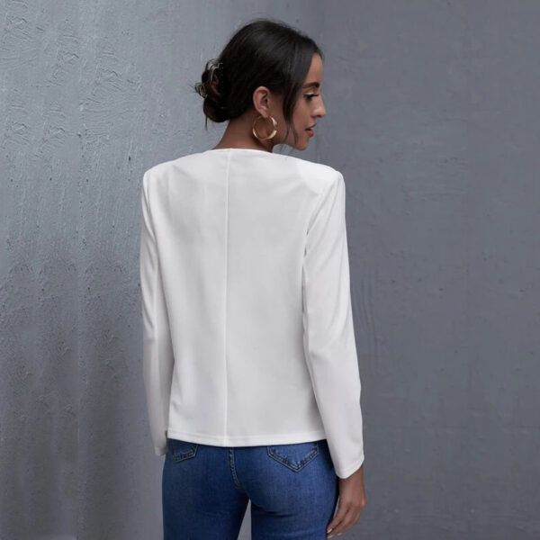 Veste courte décontractée pour femme, couleur unie.