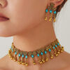 Vintage Gold Gemstone Necklace Earring Set
