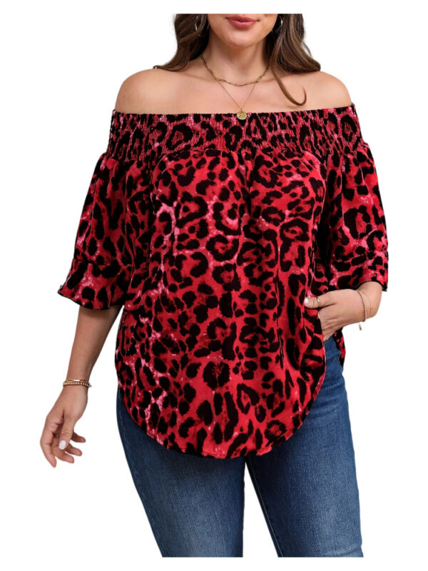 Womens Loose-fit Leopard-print Shirt