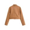 Veste américaine Femme vintage à col montant en velours suédé et manches longues