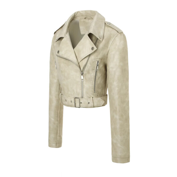 Veste de motard en cuir PU pour femme