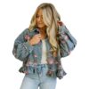 47abdd90-8d34-43b4-b67a-004e0e771f33.jpg Vintage Washed Denim Jacket Floral Print Loose-Fit Fashionable Long-Sleeve Shirt