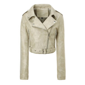 Veste de motard en cuir PU pour femme