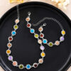 Fashionable Colorful Zircon Bracelet And Necklace Set