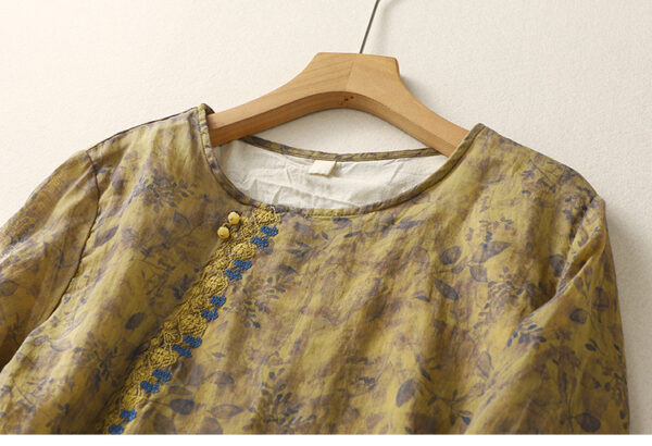 Slimming High-end Intricately Crafted Cotton-linen T-shirt