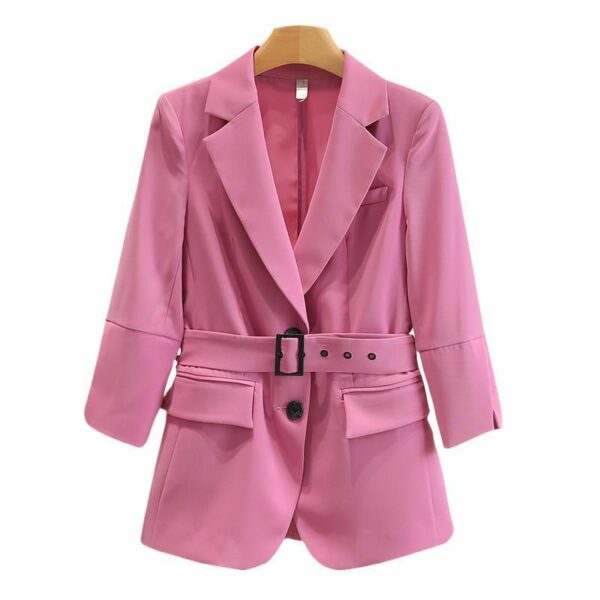 4f1af815-f4fd-4cba-bfbc-71b50820369e.jpg Solid-color Three-quarter-sleeve Casual Blazer For Women