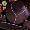 French-style Minimalist Luxury Zircon Necklace Earrings Bracelet And Ring Set 4-piece Set