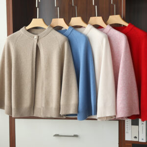 Grande cape en laine chaude tricotée, manteau/châle