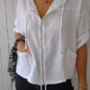 Hooded Drawstring Cotton-linen Long-sleeve Loose Casual