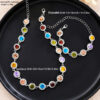 Fashionable Colorful Zircon Bracelet And Necklace Set