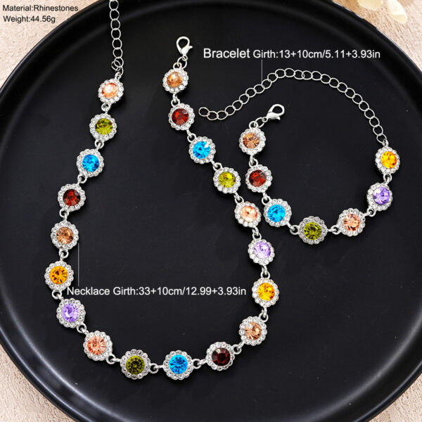 Fashionable Colorful Zircon Bracelet And Necklace Set