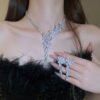 65ec76a5-19eb-4e69-9392-806402fdbcf9.jpg Silver Needle Zircon Butterfly Tassel Earrings And Necklace Set