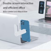Support pour ordinateur portable et téléphone, fixation latérale réglable pour ordinateur portable, support magnétique pour écran d'ordinateur portable, support pliable en aluminium pour tablette et double écran.