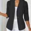 6857eef3-89b5-49c8-88d1-33b61b7e73f6.jpg Lightweight Halflacepatched Singlebreasted Blazer Top