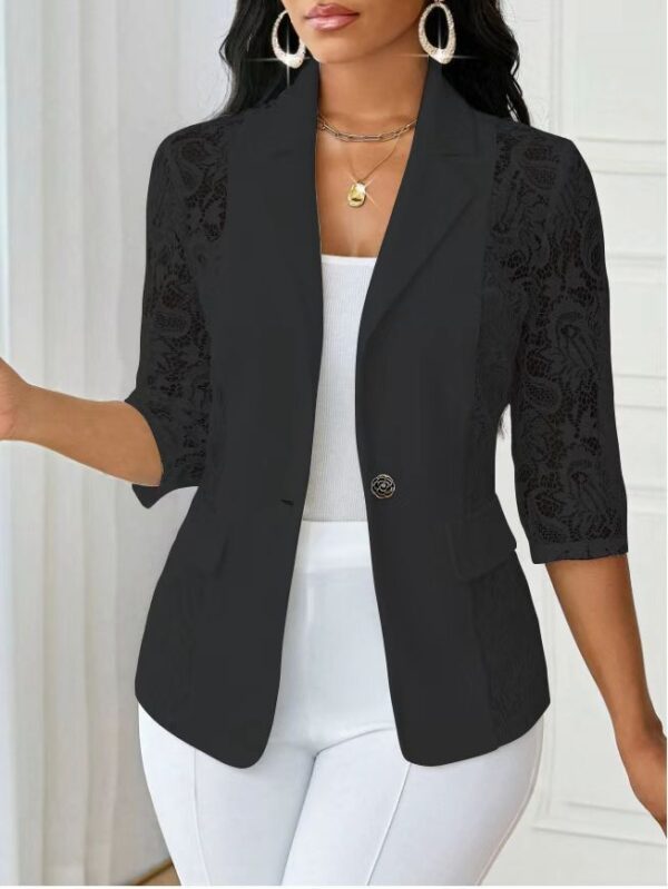 6857eef3-89b5-49c8-88d1-33b61b7e73f6.jpg Lightweight Halflacepatched Singlebreasted Blazer Top