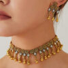 Vintage Gold Gemstone Necklace Earring Set