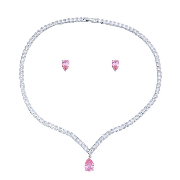 Ear-stud Necklace Set A Slimming Two-piece Featuring Zircon Inlays