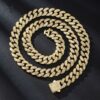 Collier et bracelet en alliage, chaîne à maillons cubains de 13 mm avec boucle à ressort et diamants.