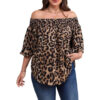 Womens Loose-fit Leopard-print Shirt