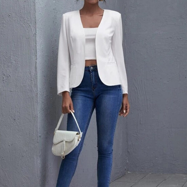 Veste courte décontractée pour femme, couleur unie.