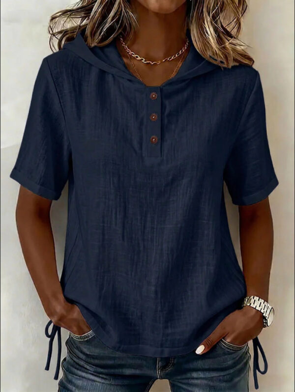 V-neck Solid-color Casual Short-sleeve T-shirt