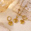 Stainless Steel Inlaid Rhinestone Series Pendant Necklace Earring Set