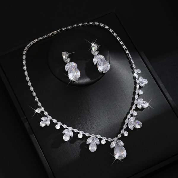Colorful Intricately Crafted Zircon Necklace And Earrings Jewelry Set