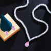 Ear-stud Necklace Set A Slimming Two-piece Featuring Zircon Inlays