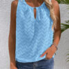 Casual Sleeveless Top With Keyhole Neckline Hollow-Out T-Shirt