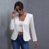 Veste courte décontractée pour femme, couleur unie.