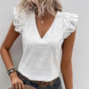 Women's Butterfly Sleeve Ruffle Trim Top