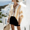 Loose-fit Batwing Sleeve Striped Top T-shirt