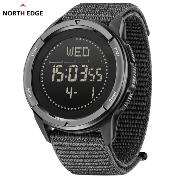 Montre-bracelet numérique pour homme NORTH EDGE ALPS en fibre de carbone, résistante aux chocs, de type militaire, ultra-légère, avec boussole et étanche jusqu'à 50 m de profondeur.